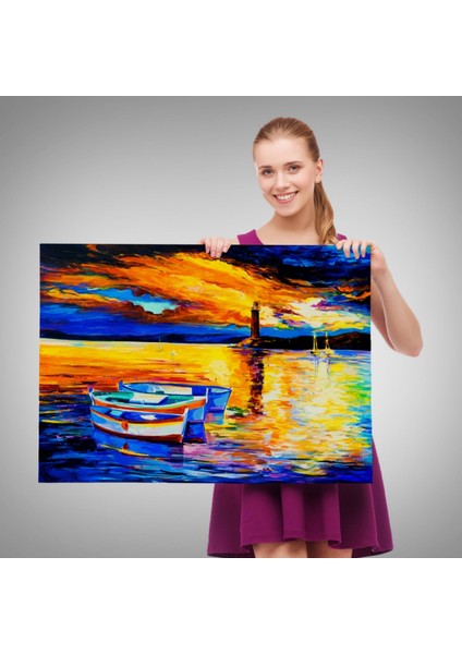 Gün Batımı ve Okyanus, Modern Dekoratif Kanvas Tablo, Duvar Dekoru 1212