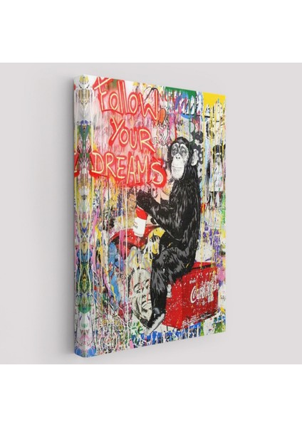 Banksy Graffiti Hayallerinin Peşinden Git, Maymun Dekoratif Kanvas Tablo, Duvar Dekoru 5304