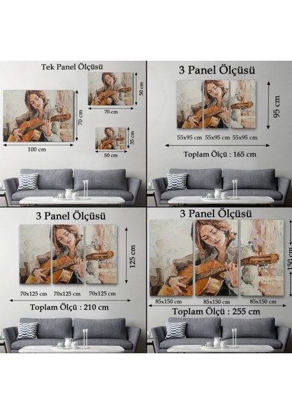 Gitar Çalan Kız, Modern Dekoratif Kanvas Tablo, Duvar Dekoru 1241 fırsatları