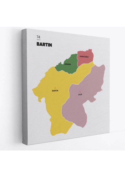 Il ve Ilçeler Haritası Bartın, Modern Dekoratif Kanvas Tablo, Duvar Dekoru 1283