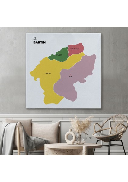 Il ve Ilçeler Haritası Bartın, Modern Dekoratif Kanvas Tablo, Duvar Dekoru 1283 fiyatları