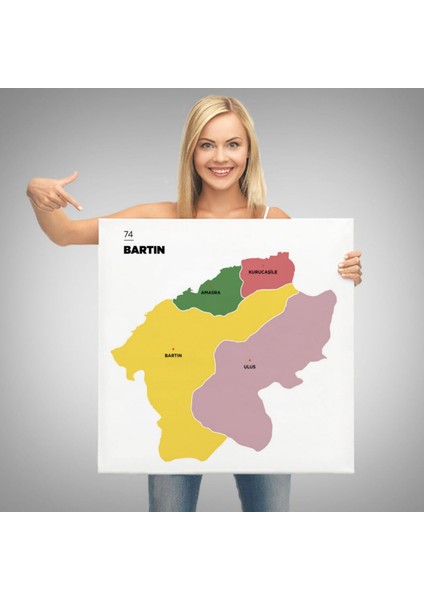 Il ve Ilçeler Haritası Bartın, Modern Dekoratif Kanvas Tablo, Duvar Dekoru 1283