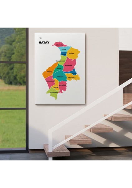 Il ve Ilçeler Haritası Hatay, Modern Dekoratif Kanvas Tablo, Duvar Dekoru 1354 fırsatları