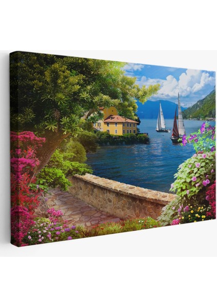 Denize Giden Çiçekli Yol Dekoratif Kanvas Tablo, Duvar Dekoru 3606