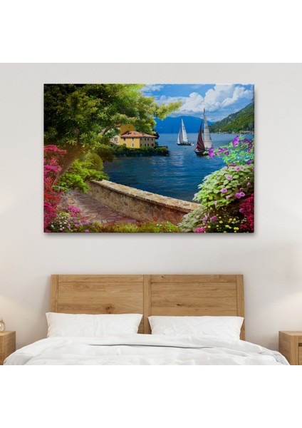 Denize Giden Çiçekli Yol Dekoratif Kanvas Tablo, Duvar Dekoru 3606 fiyatları