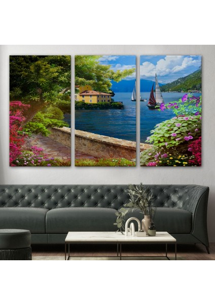 Denize Giden Çiçekli Yol Dekoratif Kanvas Tablo, Duvar Dekoru 3606 modelleri
