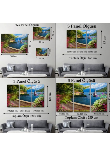 Denize Giden Çiçekli Yol Dekoratif Kanvas Tablo, Duvar Dekoru 3606 fırsatları