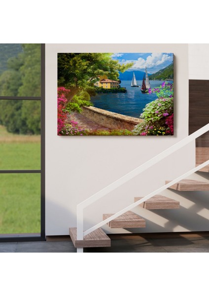 Denize Giden Çiçekli Yol Dekoratif Kanvas Tablo, Duvar Dekoru 3606 indirimleri