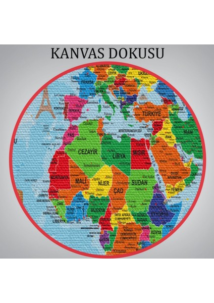 Ünlü Yerler ve Sembolleri Eğitici Türkçe Dünya Haritası Dekoratif Kanvas Tablo, Duvar Dekoru 2036
