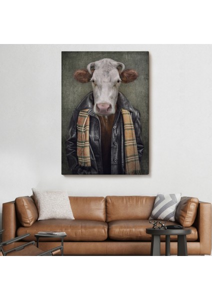 Insan Görünümlü Inek Pop Art Mizah Dekoratif Kanvas Tablo, Duvar Dekoru 4997 fiyatları
