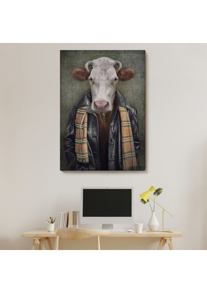 Insan Görünümlü Inek Pop Art Mizah Dekoratif Kanvas Tablo, Duvar Dekoru 4997 modelleri
