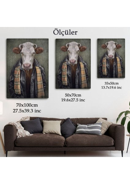 Insan Görünümlü Inek Pop Art Mizah Dekoratif Kanvas Tablo, Duvar Dekoru 4997 fırsatları