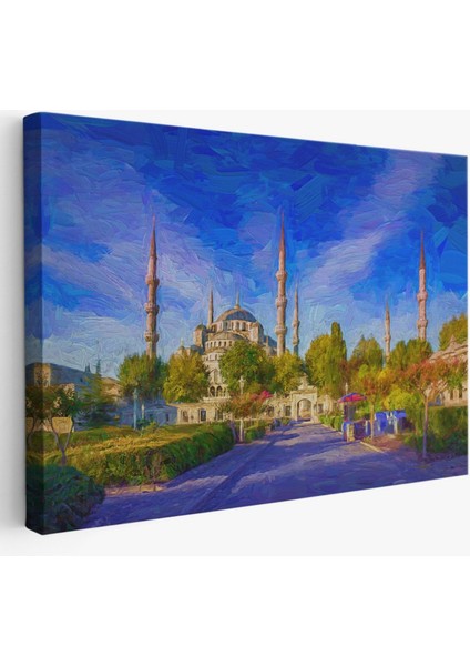 Yağlıboya Görünüm Sultan Ahmet Camii Dekoratif Kanvas Tablo, Duvar Dekoru 3694