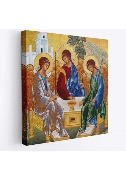 Kutsal Üçleme Andrei Rublev Kilise Dekoratif Kanvas Tablo, Duvar Dekoru 5327
