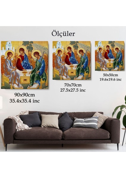 Kutsal Üçleme Andrei Rublev Kilise Dekoratif Kanvas Tablo, Duvar Dekoru 5327 fırsatları