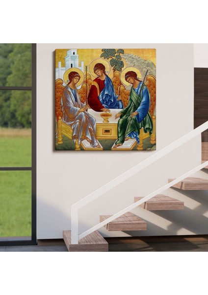 Kutsal Üçleme Andrei Rublev Kilise Dekoratif Kanvas Tablo, Duvar Dekoru 5327 indirimleri