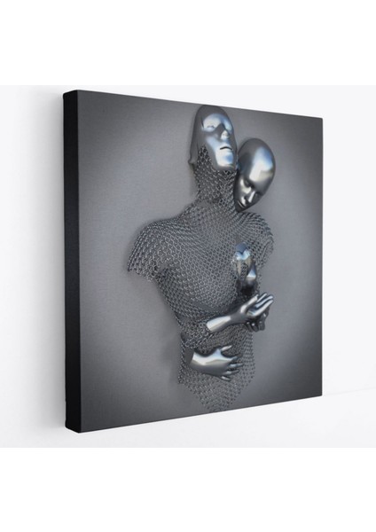Aşk Sanatı Romantik Beden Gümüş Insan 3D Efekt Dekoratif Kanvas Tablo, Duvar Dekoru 5355