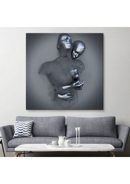 Aşk Sanatı Romantik Beden Gümüş Insan 3D Efekt Dekoratif Kanvas Tablo, Duvar Dekoru 5355 fiyatları