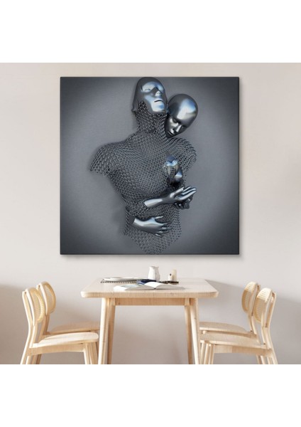 Aşk Sanatı Romantik Beden Gümüş Insan 3D Efekt Dekoratif Kanvas Tablo, Duvar Dekoru 5355 modelleri