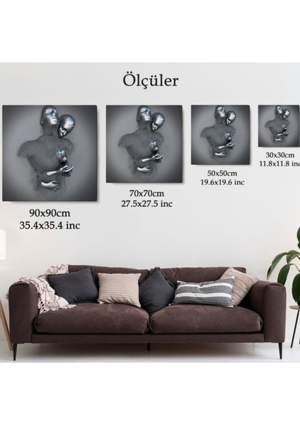 Aşk Sanatı Romantik Beden Gümüş Insan 3D Efekt Dekoratif Kanvas Tablo, Duvar Dekoru 5355 fırsatları