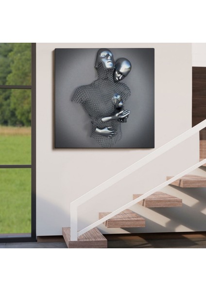 Aşk Sanatı Romantik Beden Gümüş Insan 3D Efekt Dekoratif Kanvas Tablo, Duvar Dekoru 5355 indirimleri