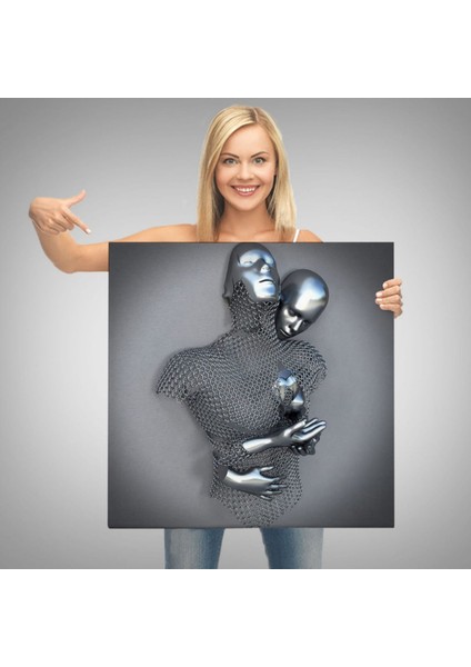 Aşk Sanatı Romantik Beden Gümüş Insan 3D Efekt Dekoratif Kanvas Tablo, Duvar Dekoru 5355
