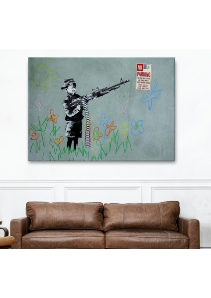 Makineli Tüfek ve Çocuk, No Parking, Banksy Dekoratif Kanvas Tablo, Duvar Dekoru 5008 fiyatları