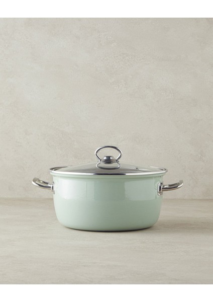 Emaye Kızartma Tenceresi, Açık Mint Renk, Şık ve Kullanışlı Mutfak Gereci