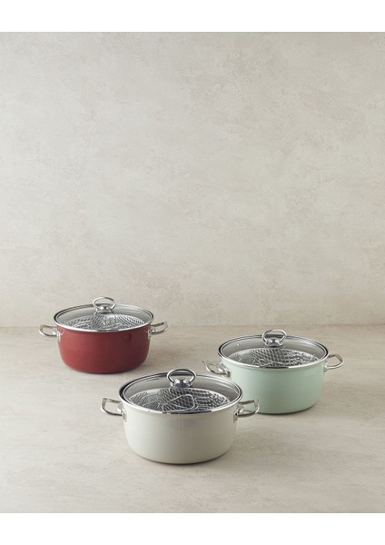 Emaye Kızartma Tenceresi, Açık Mint Renk, Şık ve Kullanışlı Mutfak Gereci indirimleri