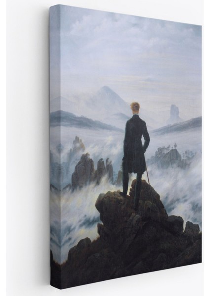 Sis Denizinin Üstündeki Gezgin Eseri Caspar David Dekoratif Kanvas Tablo, Duvar Dekoru 5121