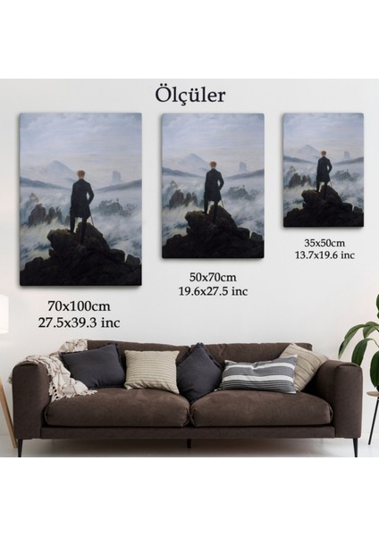 Sis Denizinin Üstündeki Gezgin Eseri Caspar David Dekoratif Kanvas Tablo, Duvar Dekoru 5121 fırsatları