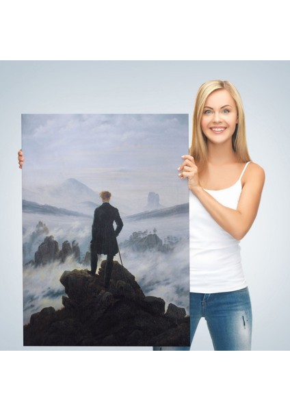 Sis Denizinin Üstündeki Gezgin Eseri Caspar David Dekoratif Kanvas Tablo, Duvar Dekoru 5121