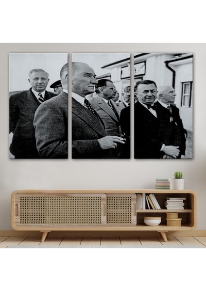 Kemal Atatürk'e Bakan Şükrü Kaya Dekoratif Kanvas Tablo, Duvar Dekoru 6637 modelleri