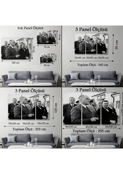 Kemal Atatürk'e Bakan Şükrü Kaya Dekoratif Kanvas Tablo, Duvar Dekoru 6637 fırsatları