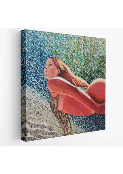 Sualtında Yüzen Cesur Güzel Kadın Dekoratif Kanvas Tablo, Duvar Dekoru 5873