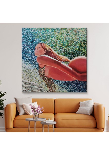 Sualtında Yüzen Cesur Güzel Kadın Dekoratif Kanvas Tablo, Duvar Dekoru 5873 modelleri