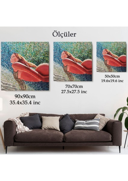 Sualtında Yüzen Cesur Güzel Kadın Dekoratif Kanvas Tablo, Duvar Dekoru 5873 fırsatları