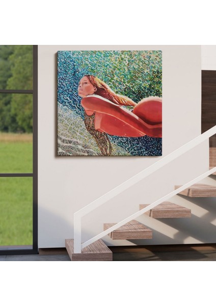 Sualtında Yüzen Cesur Güzel Kadın Dekoratif Kanvas Tablo, Duvar Dekoru 5873 indirimleri