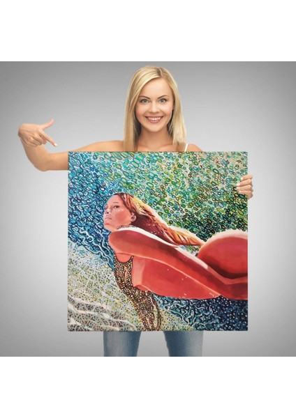 Sualtında Yüzen Cesur Güzel Kadın Dekoratif Kanvas Tablo, Duvar Dekoru 5873