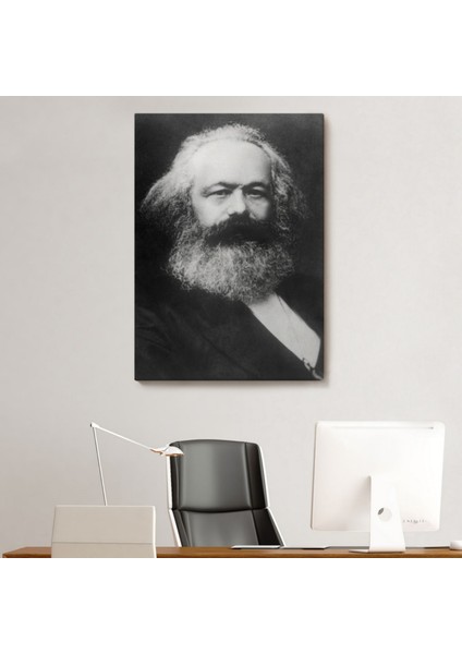 Karl Marx Alman Filozof Siyah Beyaz Dekoratif Kanvas Tablo, Duvar Dekoru 5964 modelleri
