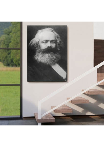 Karl Marx Alman Filozof Siyah Beyaz Dekoratif Kanvas Tablo, Duvar Dekoru 5964 indirimleri
