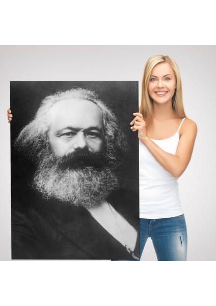 Karl Marx Alman Filozof Siyah Beyaz Dekoratif Kanvas Tablo, Duvar Dekoru 5964