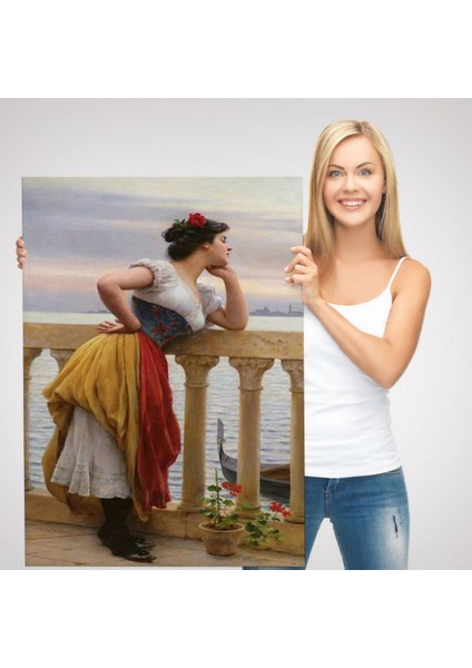 Bekleyiş Eseri Eugen Von Blaas Dekoratif Kanvas Tablo, Duvar Dekoru 6117