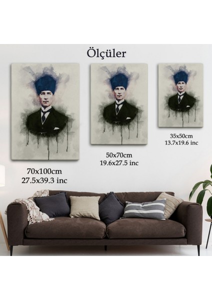 Mustafa Kemal Atatürk Portresi Dekoratif Kanvas Tablo, Duvar Dekoru CZ77 modelleri