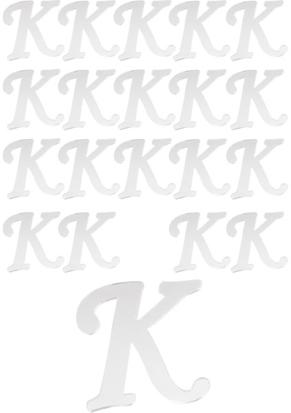 20 Adet Karışık Pleksi Harfleri 4cm Gümüş ve Yeşil Renkli Şık Tasarım