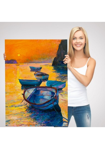 Gün Batımı ve Deniz Dekoratif Kanvas Tablo, Duvar Dekoru 5983