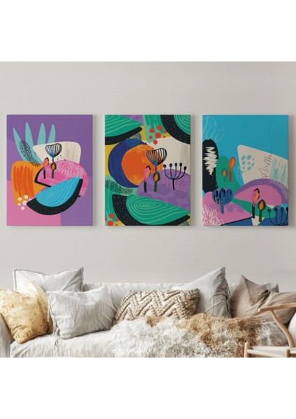 Çiçek Yaprakları, Doğa Motifleri, Soyut 3'lü Set Dekoratif Kanvas Tablo, Duvar Dekoru AK11 fiyatları