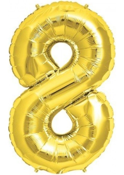 8 Rakamı Gold Folyo Balon, 100CM, Şık ve Dikkat Çekici Doğum Günü Süsü