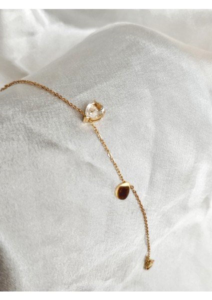 Ladybirdbujiteri Damla Model Zirkon Taşlı Minimal Çelik Bileklik fırsatları