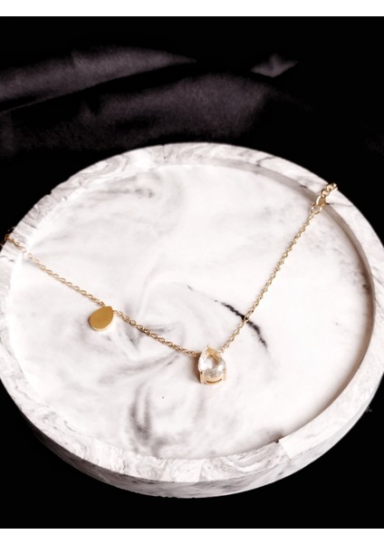 Ladybirdbujiteri Damla Model Zirkon Taşlı Minimal Çelik Bileklik